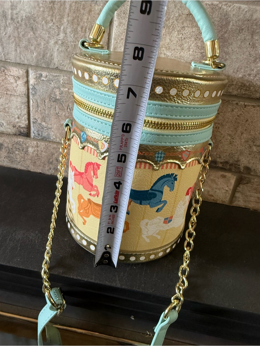 Loungefly Whimsical Carousel Bucket Bag in Mint & Gold - Picture 5 of 5